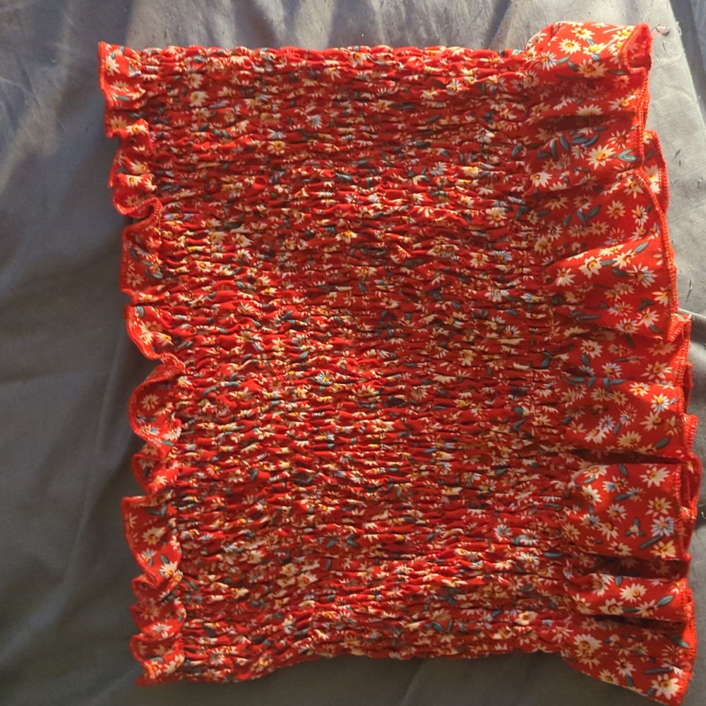 red floral tube top